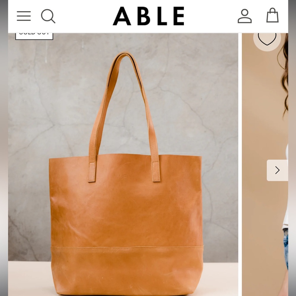 ABLE NEW Mamuye Large Leather Tan Tote NEW 17” x 14” x 6” with 10” drop